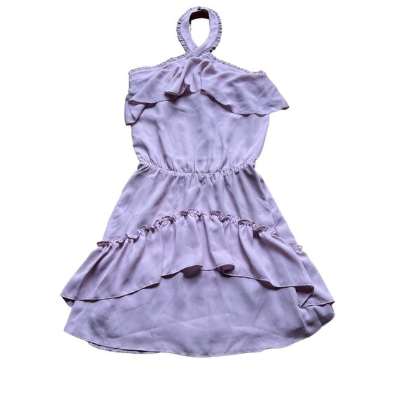 Parker Size S Dusty Blush Pink Sleeveless Ruffle Tiered Halter Mini Dress NWT - Picture 3 of 16